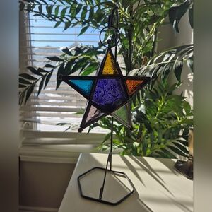 Stained Glass Star Tea light Holder